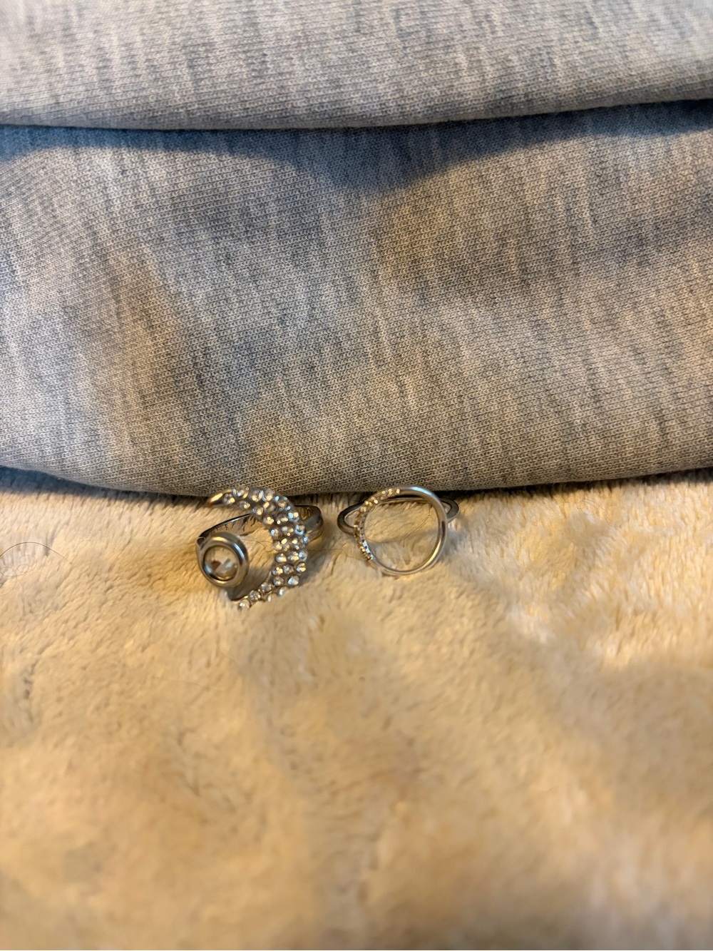 Silver Crystal Wave Ring Set - Silver